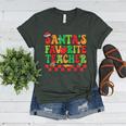Santas Favorite Teacher Retro Groovy Christmas Xmas Women Women's Heather T-Shirt Heather Forest Santas Favorite Teacher Retro Groovy Christmas Xmas Women Women's Heather T-Shirt Heather Forest
