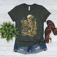 Skeleton Book Floral Skull Halloween Teacher Costume Women's Heather T-Shirt Heather Forest Skeleton Book Floral Skull Halloween Teacher Costume Women's Heather T-Shirt Heather Forest