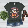 I Survived 67 Days Of School Groovy Retro Teachers Girls Women's Heather T-Shirt Heather Forest