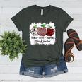 Teach Love Inspire Pre-k Teacher Apple Leopard Red Plain Women's Heather T-Shirt Heather Forest
