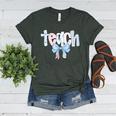 Teach Teacher Coquette Bow Pencil Back To School First Day Women's Heather T-Shirt Heather Forest Teach Teacher Coquette Bow Pencil Back To School First Day Women's Heather T-Shirt Heather Forest