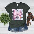Teacher Bow Pencil Flowers Teacher Back To School Women's Heather T-Shirt Heather Forest Teacher Bow Pencil Flowers Teacher Back To School Women's Heather T-Shirt Heather Forest