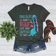 Teacher Dinosaurs Didnt Read Look What Happened Book Reading Women's Heather T-Shirt Heather Forest Teacher Dinosaurs Didnt Read Look What Happened Book Reading Women's Heather T-Shirt Heather Forest