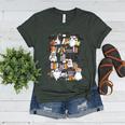 Teacher Library Ghost Reading Book Halloween Cat Women's Heather T-Shirt Heather Forest Teacher Library Ghost Reading Book Halloween Cat Women's Heather T-Shirt Heather Forest