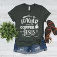 This Teacher Runs On Coffee And Jesus T Shirt Christian Tees Women's Heather T-Shirt Heather Forest