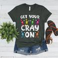 Teacher's Get Your Cray On Dabbing Crayons Women's Heather T-Shirt Heather Forest Teacher's Get Your Cray On Dabbing Crayons Women's Heather T-Shirt Heather Forest