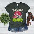 Teachers Love Brains Skeleton Halloween Teacher Funny Women's Heather T-Shirt Heather Forest Teachers Love Brains Skeleton Halloween Teacher Funny Women's Heather T-Shirt Heather Forest