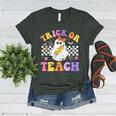 Trick Or Teach Groovy Halloween Teachers Women's Heather T-Shirt Heather Forest Trick Or Teach Groovy Halloween Teachers Women's Heather T-Shirt Heather Forest