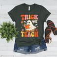 Trick Or Teach Halloween Shirt For Teacher Kids Floral Ghost Women's Heather T-Shirt Heather Forest Trick Or Teach Halloween Shirt For Teacher Kids Floral Ghost Women's Heather T-Shirt Heather Forest