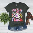 Trick Or Teach Halloween Teacher Floral Ghost Groovy Women's Heather T-Shirt Heather Forest
