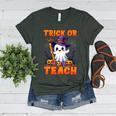 Trick Or Teach Teacher Halloween Ghost Pencil Floral Women's Heather T-Shirt Heather Forest