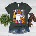 Trick Or Teach Teacher Pencil Ghost Halloween Teacher Women's Heather T-Shirt Heather Forest Trick Or Teach Teacher Pencil Ghost Halloween Teacher Women's Heather T-Shirt Heather Forest