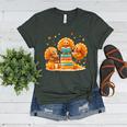 Turkey Read Books Reading Fall Thanksgiving Teacher Women's Heather T-Shirt Heather Forest