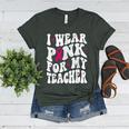 I Wear Pink For My Teacher Breast Cancer Awareness Support Men Women Women's Heather T-Shirt Heather Forest