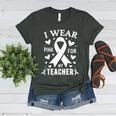 I Wear Pink For My Teacher Cancer Awareness Women's Heather T-Shirt Heather Forest