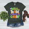 Will Trade Students For Candy Teacher Cute Halloween Costume Women's Heather T-Shirt Heather Forest Will Trade Students For Candy Teacher Cute Halloween Costume Women's Heather T-Shirt Heather Forest