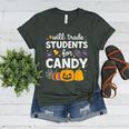 Will Trade Students For Candy Teacher Cute Halloween Women's Heather T-Shirt Heather Forest Will Trade Students For Candy Teacher Cute Halloween Women's Heather T-Shirt Heather Forest