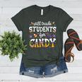 Will Trade Students For Candy Teacher Halloween Costume Tee Women's Heather T-Shirt Heather Forest