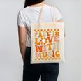 Fall In Love With Music Groovy Thanksgiving Music Teacher Men Women Girls Kids Canvas Tote Bag, Groovy Teacher Gifts, trending gift