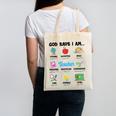 God Says Im Teacher Christian Back To School Religious Canvas Tote Bag, trending gift