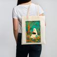 Groovy Ghost Reading Book Cat Halloween Ghost Teacher Canvas Tote Bag, Groovy Teacher Gifts, trending gift