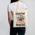 Halloween Teacher Creepin It Real With My 4th Grade Monsters Canvas Tote Bag, 4th Grade Teacher Gifts, trending gift Halloween Teacher Creepin It Real With My 4th Grade Monsters Canvas Tote Bag, 4th Grade Teacher Gifts, trending gift