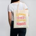 Listening With Eyes ASL Teacher Deaf People ASL Interpreter Canvas Tote Bag, trending gift Listening With Eyes ASL Teacher Deaf People ASL Interpreter Canvas Tote Bag, trending gift