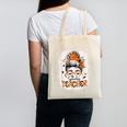 Messy Bun Spooky Teacher Bleached Halloween Teachers Canvas Tote Bag, trending gift