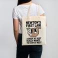 Newtons First Law Physics Jokes Science Teacher Canvas Tote Bag, Science Teacher Gifts, trending gift