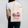 In October We Wear Pink Apple Teacher Daisy Breast Cancer Canvas Tote Bag, trending gift