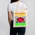 Teacher Teachers Love Brains Skeleton Hand Heart Halloween Canvas Tote Bag, trending gift