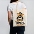 Thanksgiving Shirt Teacher Women Messy Bun Thankful Teacher Canvas Tote Bag, trending gift Thanksgiving Shirt Teacher Women Messy Bun Thankful Teacher Canvas Tote Bag, trending gift