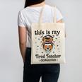 This Is My Tired Teacher Costume Skull Halloween Messy Bun Canvas Tote Bag, trending gift