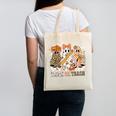 Trick Or Teach Groovy Teacher Halloween Floral Ghost Canvas Tote Bag, Groovy Teacher Gifts, trending gift