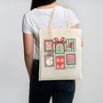 Vintage Preppy Very Merry Teacher Santa Stamps Christmas Canvas Tote Bag, trending gift