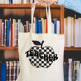 Back To School Checkered Apple Teacher Checkerboard Teacher For Men Women Girls Kids Canvas Tote Bag, funny gift