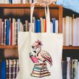 Book Lover Cute Flamingo Reading Teacher Librarian Women Canvas Tote Bag, funny gift