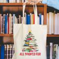All Booked For Christmas Xmas Tree Teacher Holiday Pajamas Canvas Tote Bag, funny gift