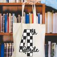 Checkered Fourth Grade Back To School Teachers Students Canvas Tote Bag, funny gift Checkered Fourth Grade Back To School Teachers Students Canvas Tote Bag, funny gift