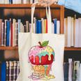 Dripping Apple Ice Cream Cone Cute Teacher Appreciation Canvas Tote Bag, funny gift