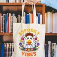 Espooky Vibes Spanish Mexican Halloween Ghost Teachers Canvas Tote Bag, funny gift