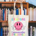 Everyone Communicates Differently Autism Awareness Teacher Canvas Tote Bag, funny gift