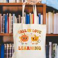 Fall In Love With Learning Autumn Pumpkin Fall Teacher Kids Canvas Tote Bag, funny gift