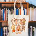 First Grade Fall Floral Coquette Bow Teachers Students Canvas Tote Bag, First Grade Teacher Tote Bags, funny gift First Grade Fall Floral Coquette Bow Teachers Students Canvas Tote Bag, First Grade Teacher Tote Bags, funny gift