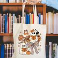Ghost Reading Books Halloween Bow Spooky Teacher Student Canvas Tote Bag, funny gift