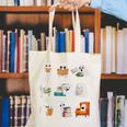 Ghost Reading Teacher Halloween Librarian Book Lover School Canvas Tote Bag, funny gift