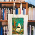 Groovy Ghost Reading Book Cat Halloween Ghost Teacher Canvas Tote Bag, Groovy Teacher Tote Bags, funny gift