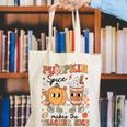 Groovy Pumpkin Spice Makes Teacher Nice Fall Thanksgiving Canvas Tote Bag, Groovy Teacher Tote Bags, funny gift