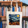 Halloween Pumpkin Starry Night Van Gogh Art Teacher Canvas Tote Bag, funny gift