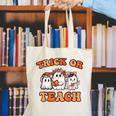 Halloween Teacher Ghosts Trick Or Teach Retro Costume Women Canvas Tote Bag, funny gift